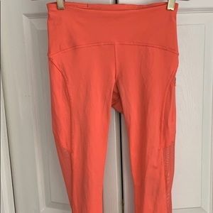 Cropped Lululemon Leggings in Coral